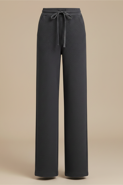 Pantalon Gris Côtelé Large Décontracté Cordon Femme - Cordé - vue 3