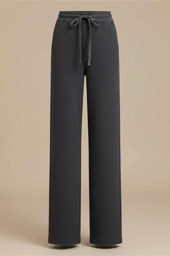 Pantalon Gris Côtelé Large Décontracté Cordon Femme - Cordé - vue 3