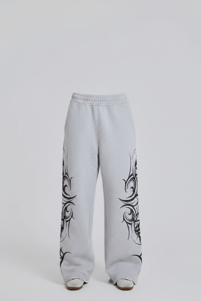 Pantalon Gris Ample Décontracté Imprimé Tribal Femme - Molleton - vue 3