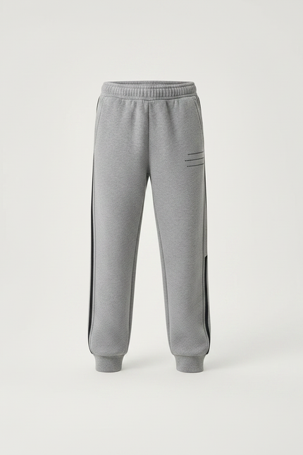 Pantalon Gris Molletonné Décontracté Sport Enfant Rayures - vue 3