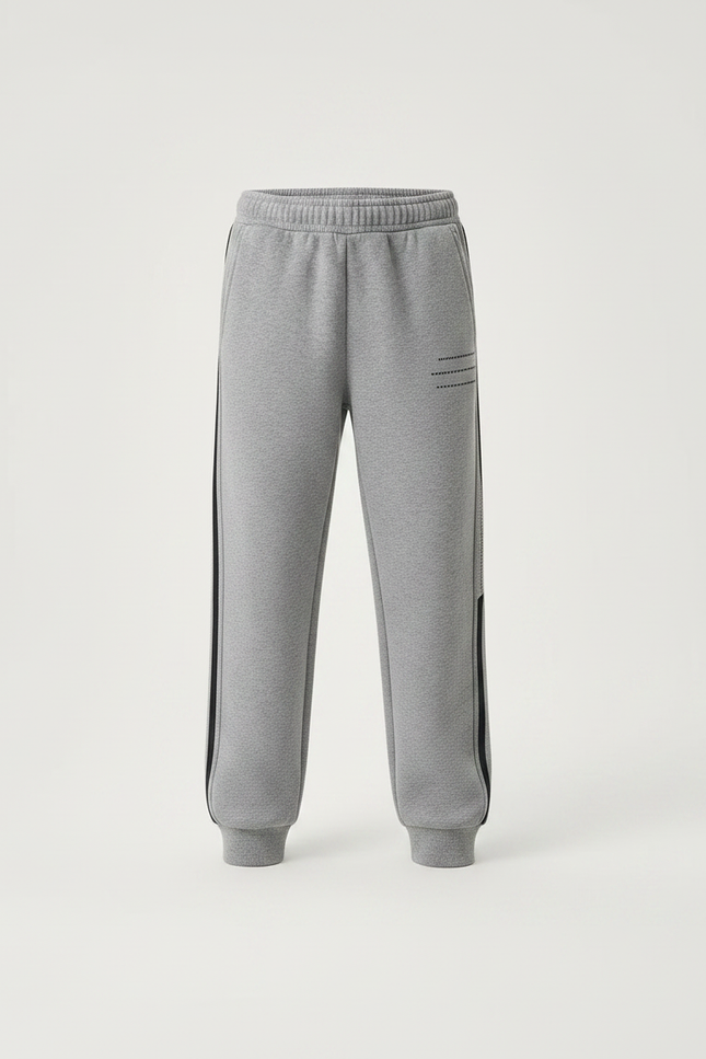 Pantalon Gris Molletonné Décontracté Sport Enfant Rayures - vue 3