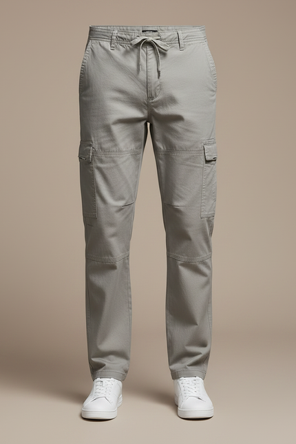 Pantalon Gris Cargo Homme Coton Droit Décontracté - vue 3