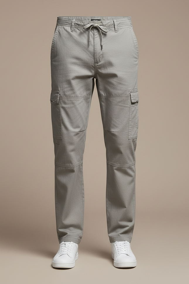 Pantalon Gris Cargo Homme Coton Droit Décontracté - vue 3