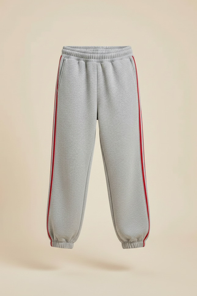 Pantalon Gris Molletonné Sport Rayures Rouges Enfant - vue 3