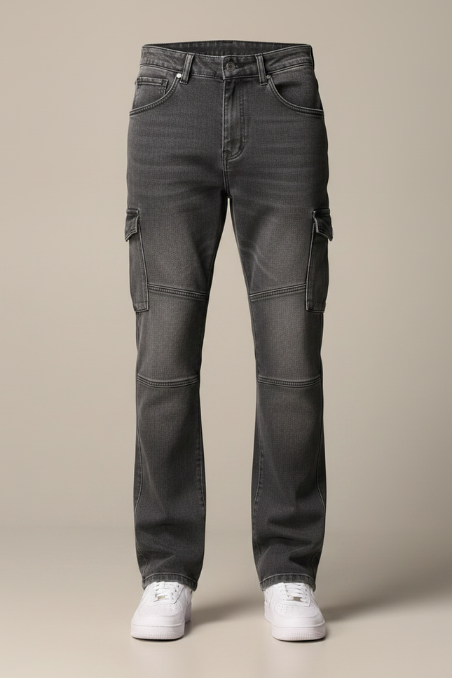 Pantalon Gris Cargo Denim Ample Décontracté Homme - Jean - vue 3