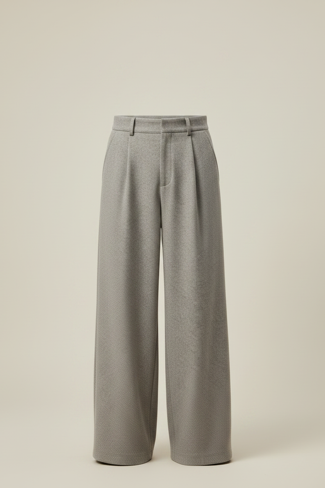 Pantalon Gris Laine Drapé Ample Élégant Homme - vue 3