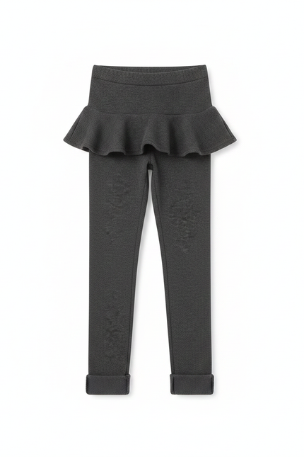 Pantalon Gris Jupe Intégrée Molletonné Chaud Enfant Fille - vue 3