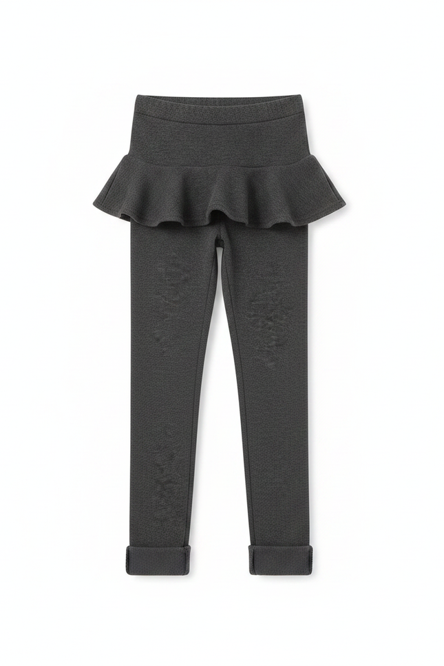 Pantalon Gris Jupe Intégrée Molletonné Chaud Enfant Fille - vue 3