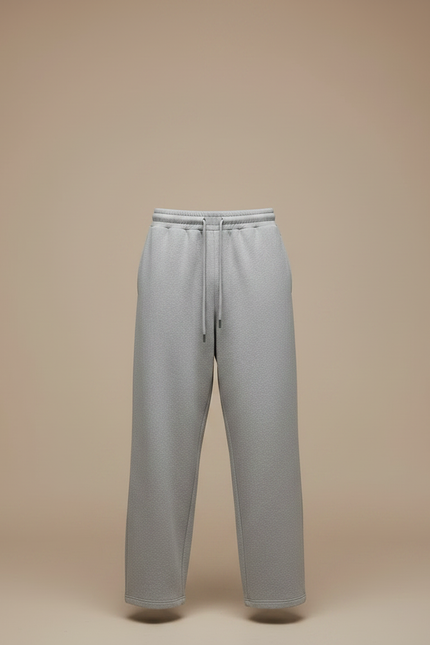Pantalon Gris Molletonné Ample Cordon Décontracté - vue 3
