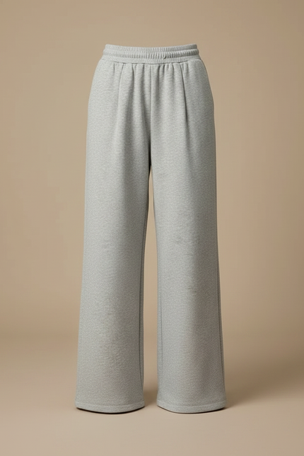 Pantalon Gris Ample Décontracté Cordon Taille Haute - Molleton - vue 3
