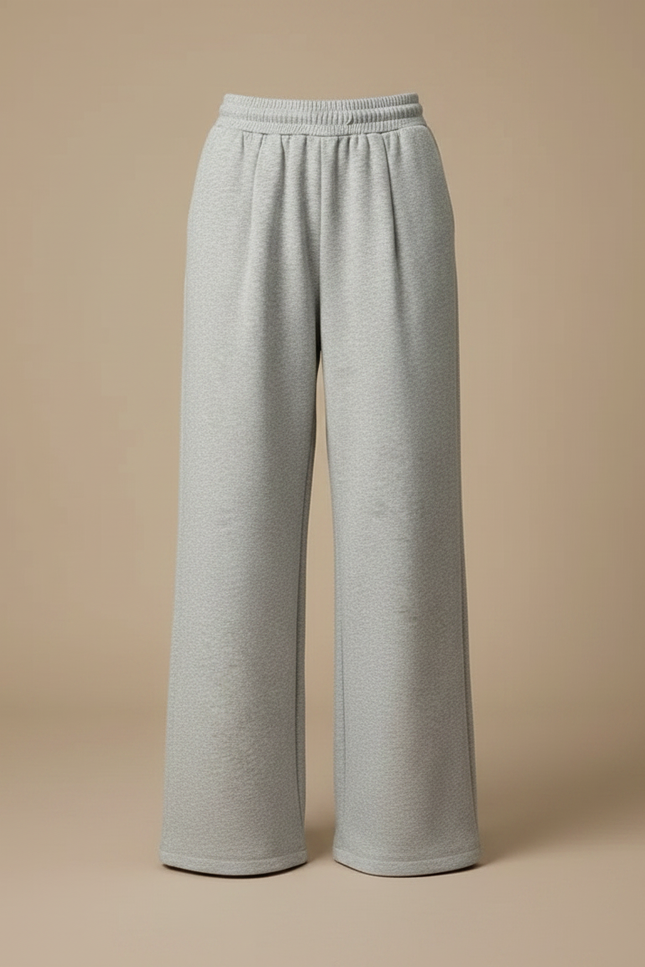 Pantalon Gris Ample Décontracté Cordon Taille Haute - Molleton - vue 3