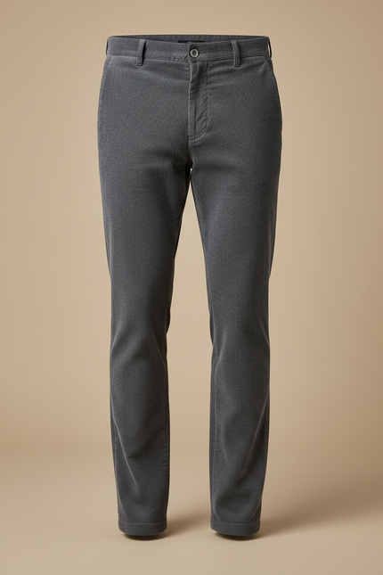 Pantalon Gris Côtelé Droit Décontracté Homme - Cordé - vue 3