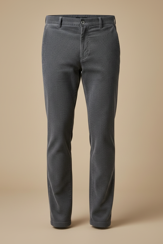 Pantalon Gris Côtelé Droit Décontracté Homme - Cordé - vue 3