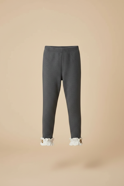 Pantalon Gris Maille Doublé Chaud Hiver Fille - vue 3