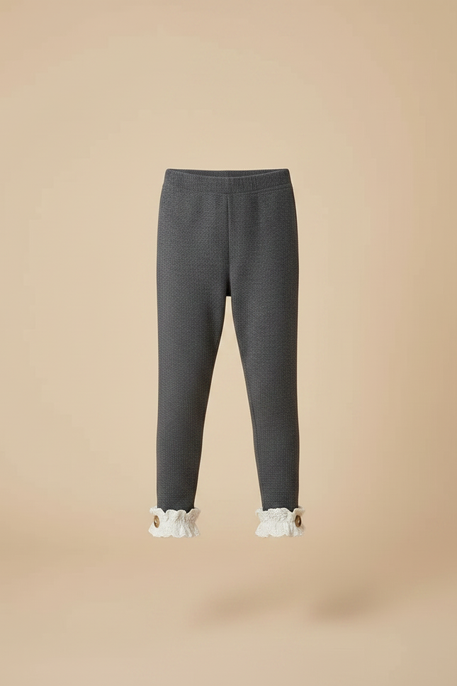 Pantalon Gris Maille Doublé Chaud Hiver Fille - vue 3