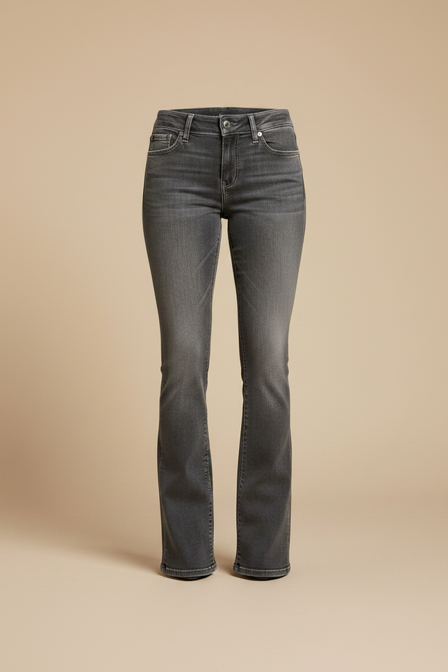 Pantalon Gris Jean Bootcut Taille Haute Délavé Femme - vue 3