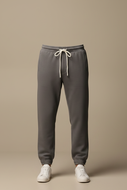 Pantalon Gris Ample Droit Cordon Molletonné Homme - vue 3