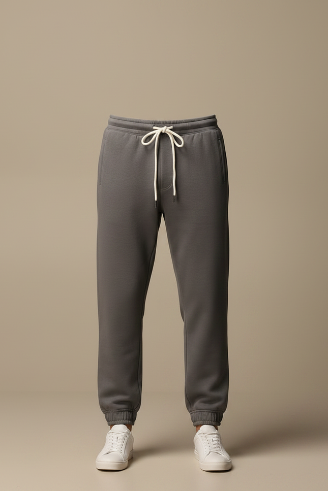 Pantalon Gris Ample Droit Cordon Molletonné Homme - vue 3