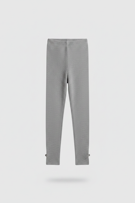 Pantalon Gris Côtelé Chaud Enfant Hiver Doux - Maille - vue 3
