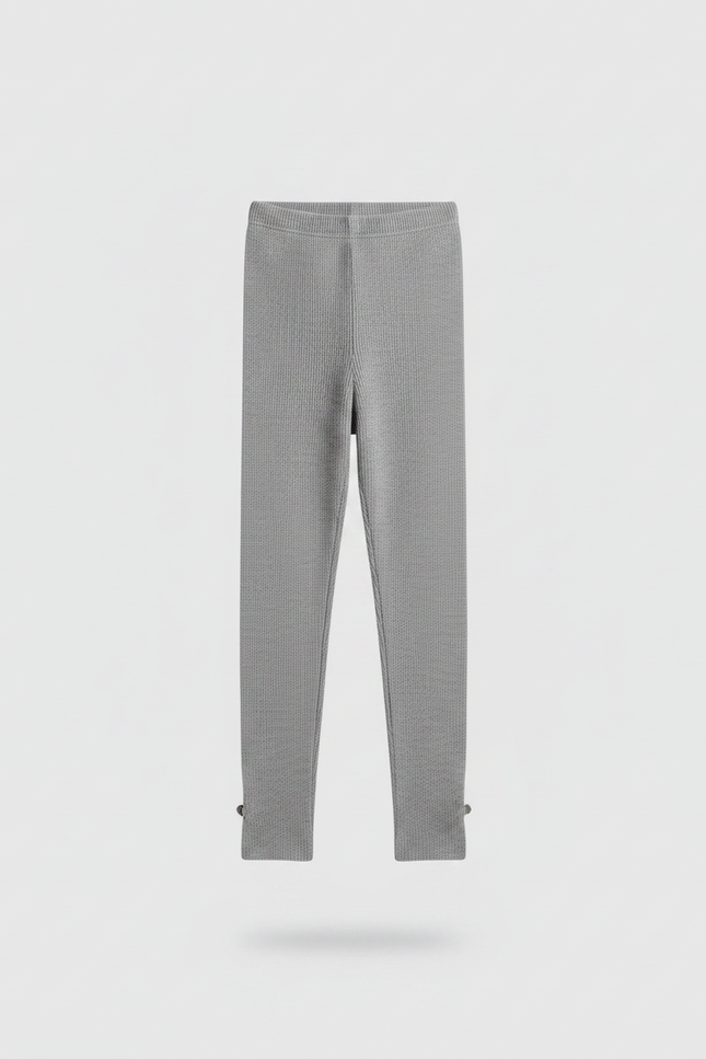 Pantalon Gris Côtelé Chaud Enfant Hiver Doux - Maille - vue 3