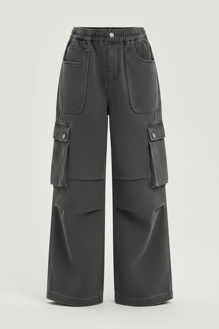 Pantalon Gris Cargo Ample Enfant Décontracté - Jean - vue 3