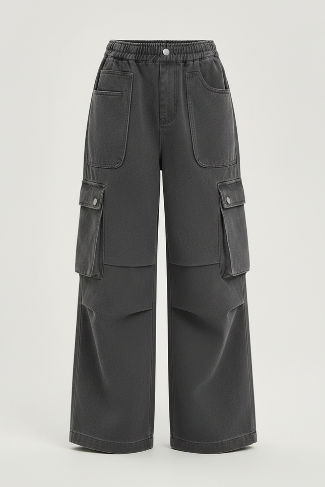 Pantalon Gris Cargo Ample Enfant Décontracté - Jean - vue 3