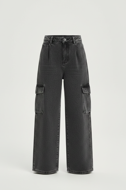 Pantalon Gris Cargo - Jean - vue 3