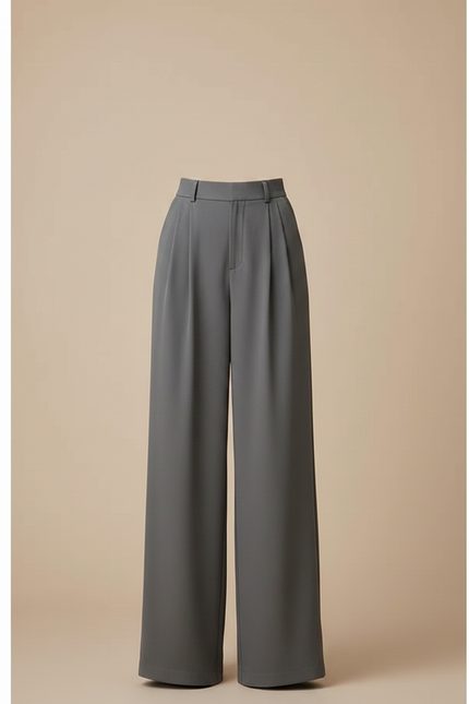 Pantalon Tailleur Large Gris - Polyester - vue 3