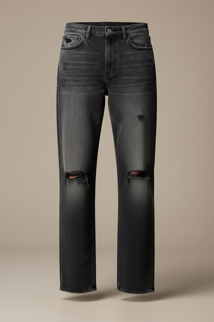 Pantalon Gris Jean Déchiré Ample Femme - vue 3