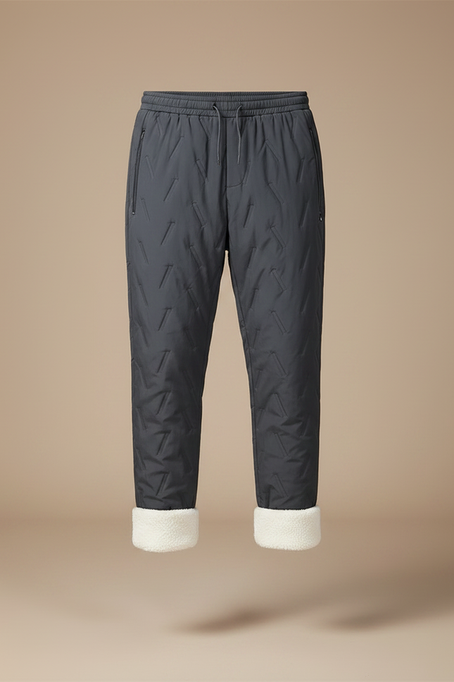 Pantalon Gris Matelassé Doublé Polaire Ample Homme - Polyester - vue 3