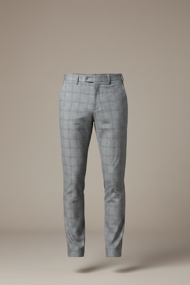 Pantalon Gris Prince De Galles Homme - Laine - vue 3