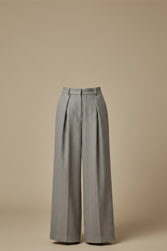 Pantalon Gris Laine Plissé Ample Femme Rétro - vue 3