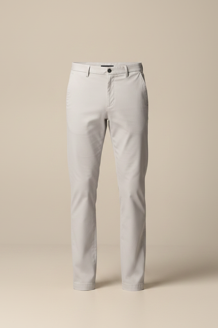 Pantalon Carotte Gris Clair - Gabardine - vue 3