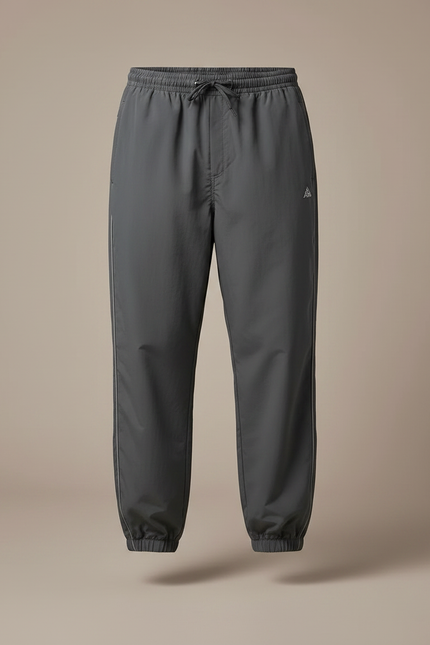 Pantalon Gris Décontracté Ample Coupe Droite Sport - Polyester - vue 3