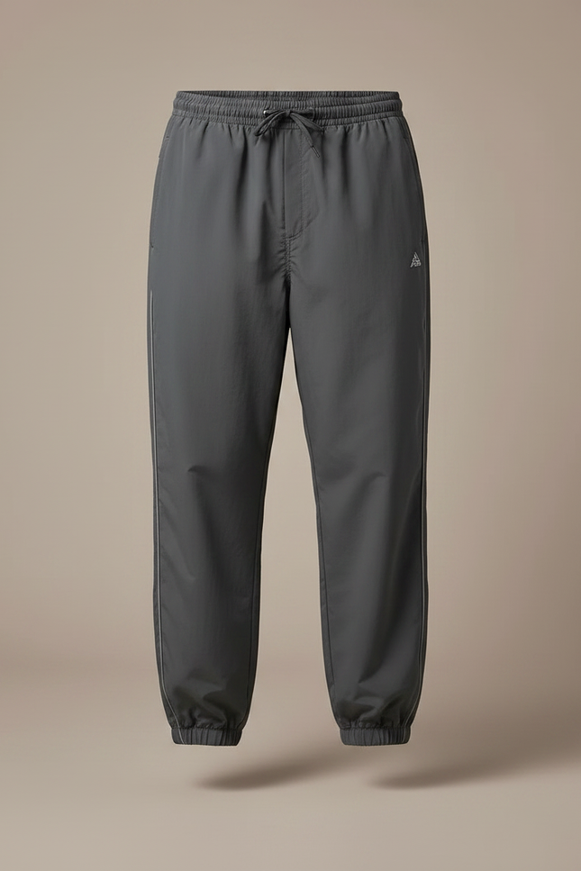 Pantalon Gris Décontracté Ample Coupe Droite Sport - Polyester - vue 3