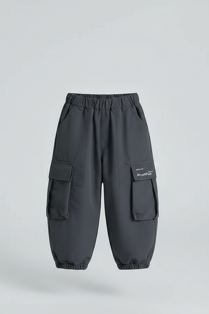 Pantalon Gris Cargo Ample Hiver Chaud Enfant - Polyester - vue 3