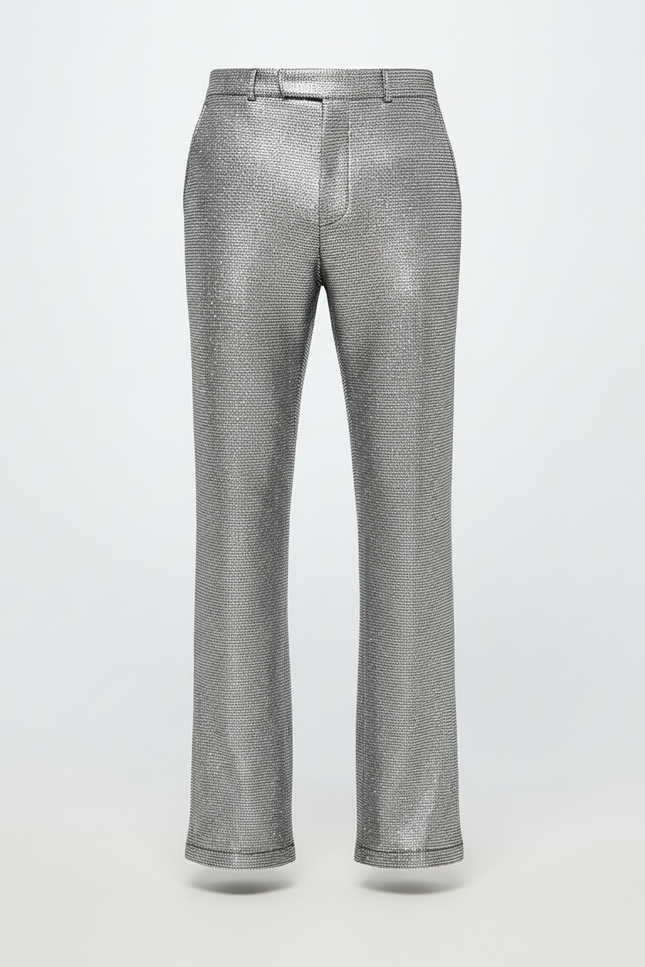 Pantalon Gris Métallisé - Argenté Maille - vue 3
