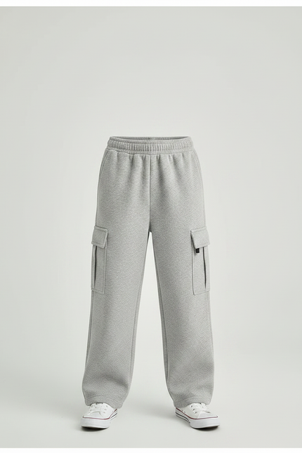 Pantalon Gris Cargo Ample Molletonné Garçon Streetwear - vue 3