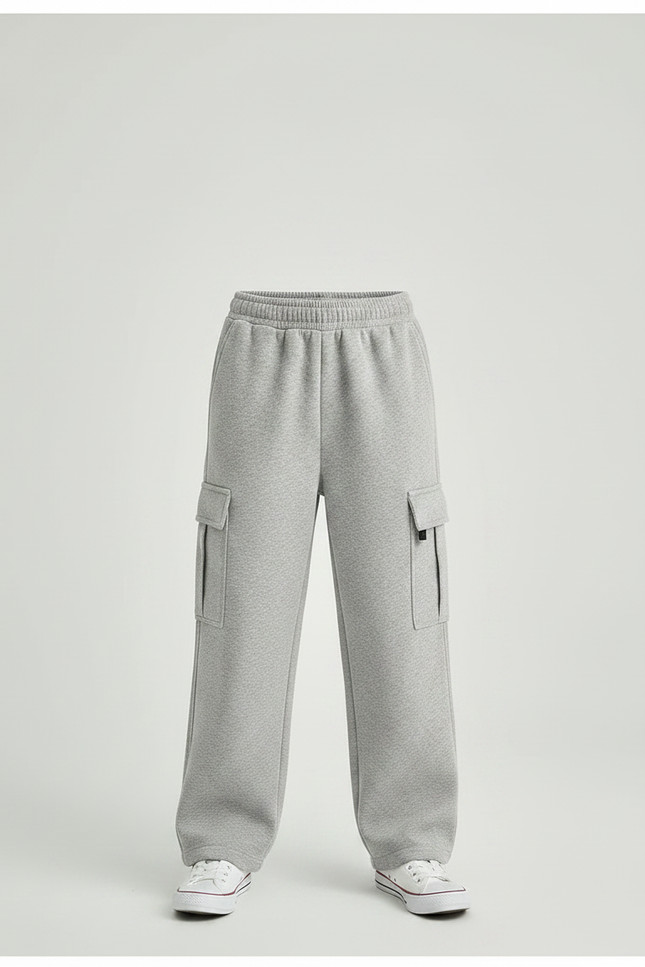 Pantalon Gris Cargo Ample Molletonné Garçon Streetwear - vue 3