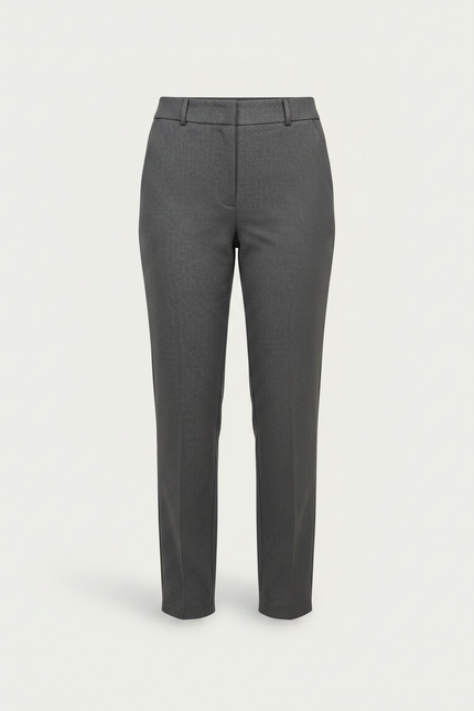 Pantalon Gris Habillé Taille Haute Slim Femme - Gabardine - vue 3