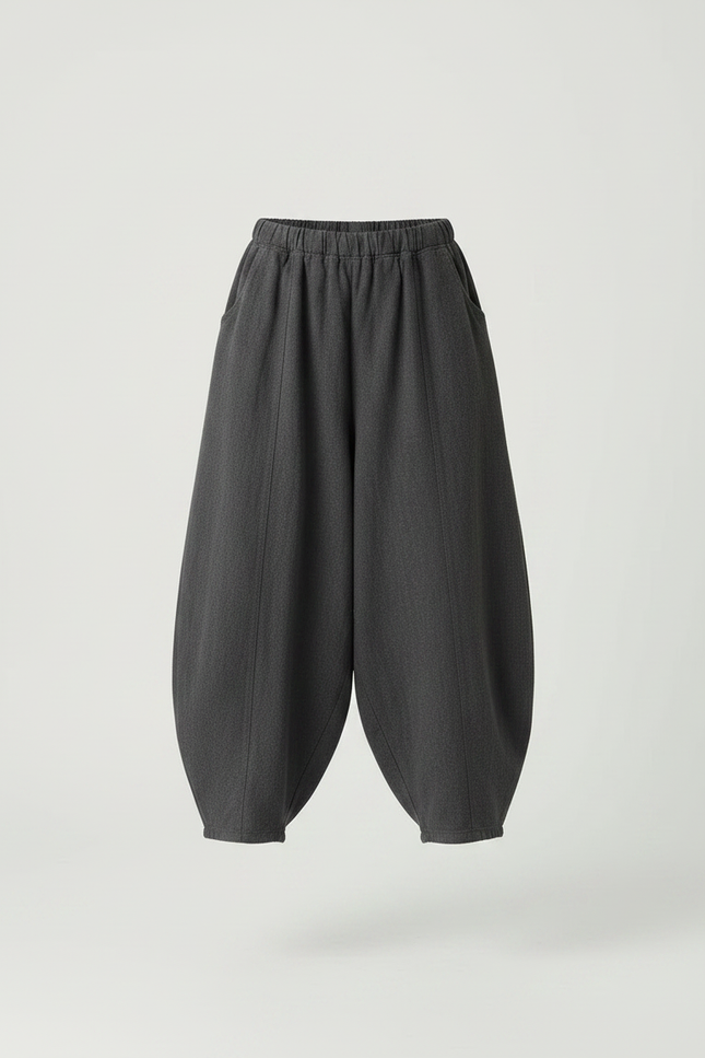 Pantalon Gris Ample Coton Fluide Fille - vue 3