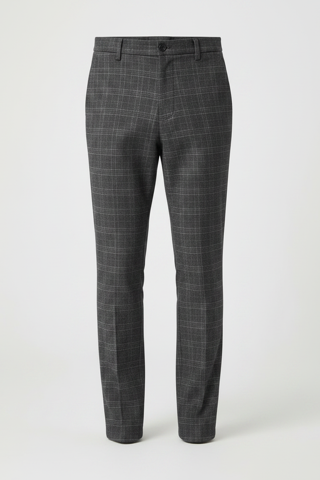 Pantalon Gris Carreaux Slim Habillé Homme - Tweed - vue 3