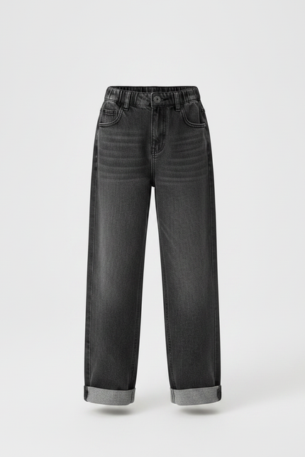 Pantalon Gris Large Denim Décontracté Enfant Fille - Jean - vue 3