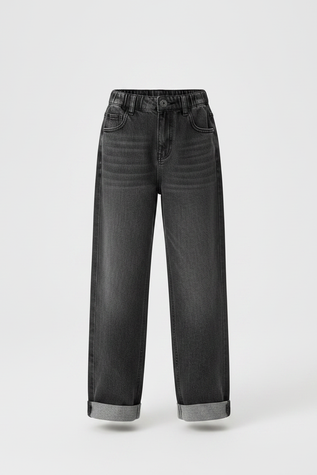 Pantalon Gris Large Denim Décontracté Enfant Fille - Jean - vue 3