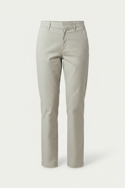 Pantalon Gris Coton Droit Décontracté Femme Élégant - vue 3