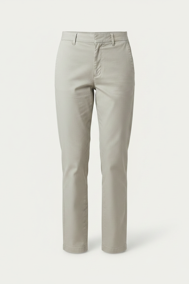 Pantalon Gris Coton Droit Décontracté Femme Élégant - vue 3