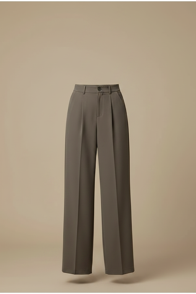 Pantalon Large Gris Foncé - Kaki Polyester - vue 3