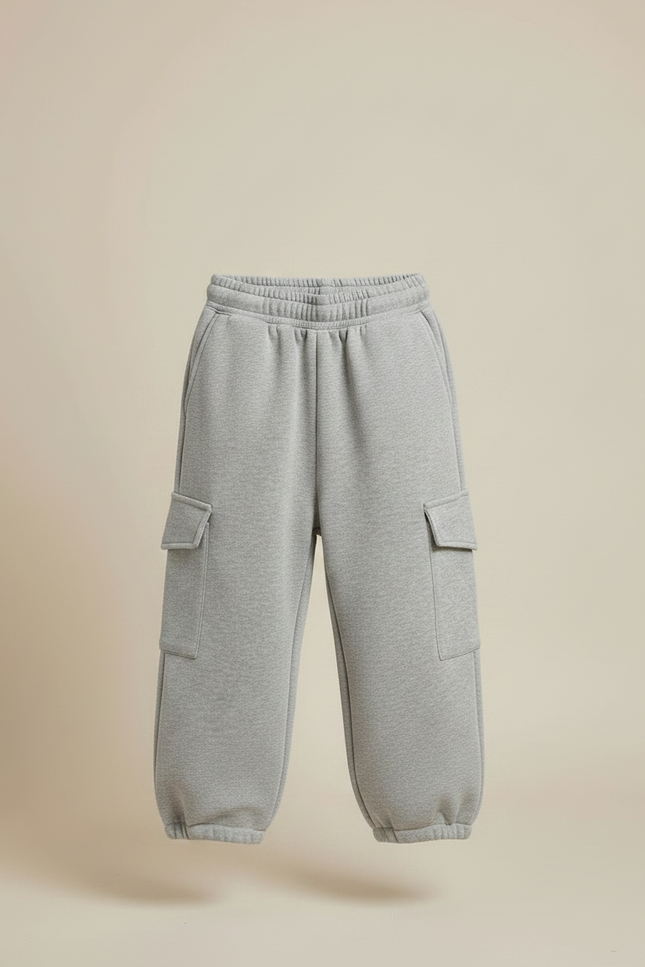 Pantalon Gris Cargo Ample Molletonné Enfant Décontracté - vue 3