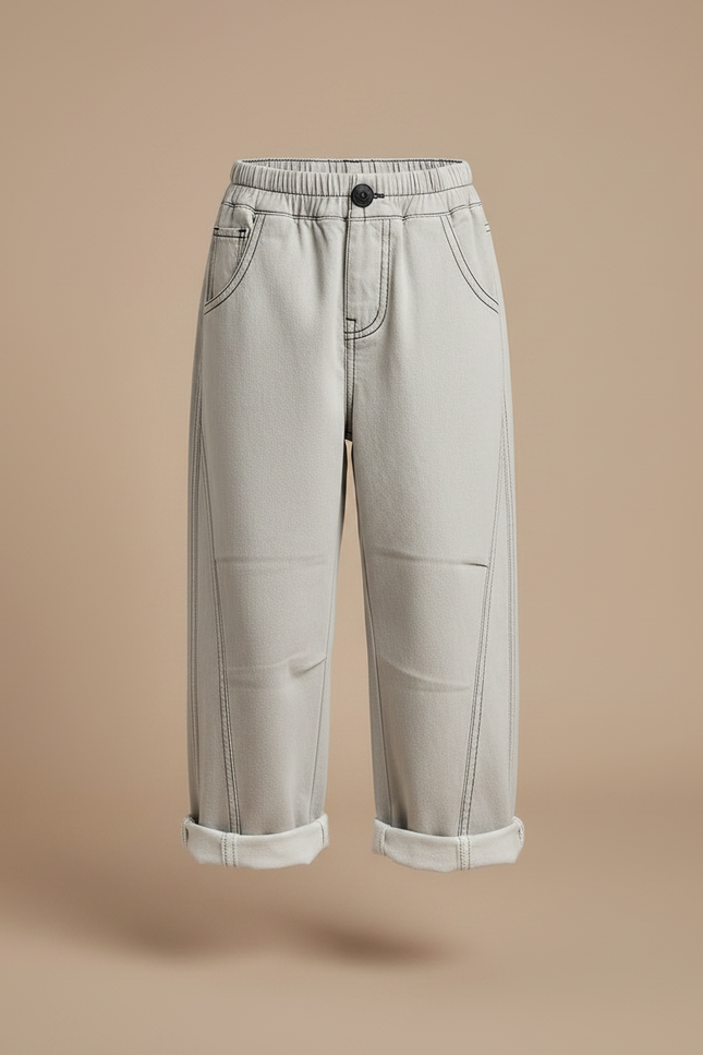 Pantalon Gris Ample Denim Enfant Décontracté Coton - Jean - vue 3