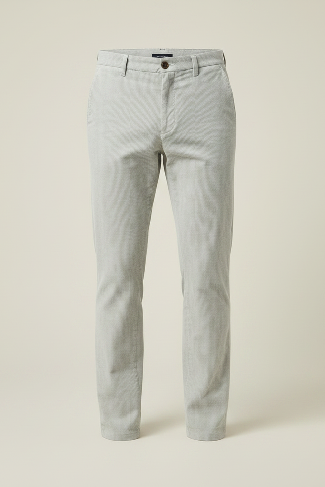 Pantalon Gris Côtelé Slim Décontracté Homme Élégant - Cordé - vue 3